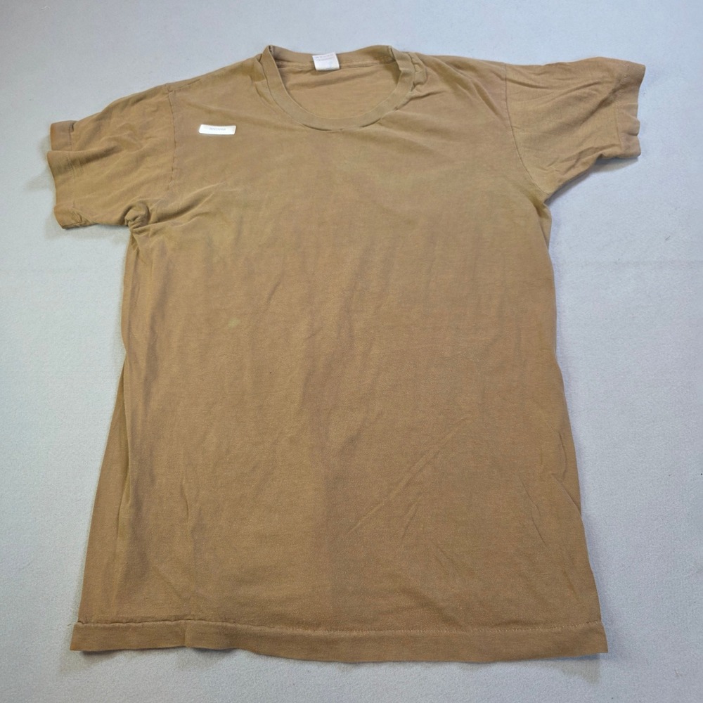 Vintage Fruit of the Loom T-Shirt Mens Medium Tan Faded Made in USA